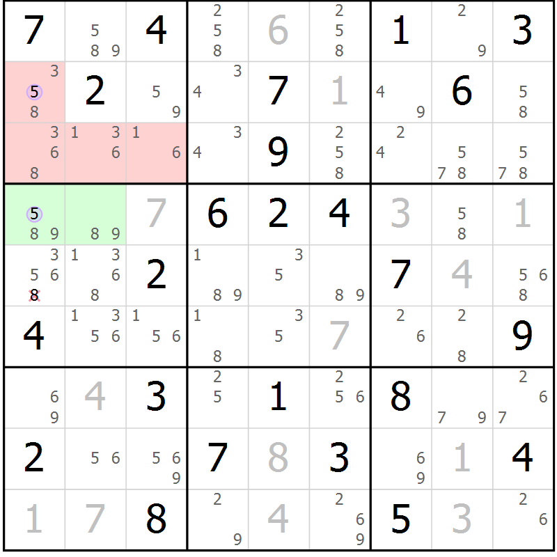 Position des candidats pour la solution de la Gr 50 page 53 du magazine de sudoku Sudoku Suprême n° 040
