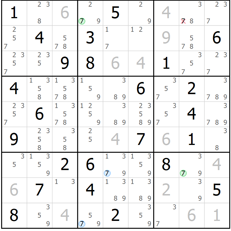 Position des candidats pour la solution de la Gr 51 page 54 du magazine de sudoku Sudoku Suprême n° 040