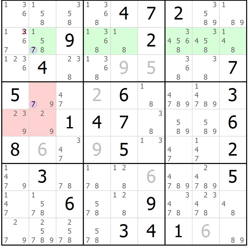 Position des candidats pour la solution de la Gr 57 page 60 du magazine de sudoku Sudoku Suprême n° 040