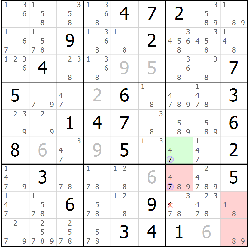 Position des candidats pour la solution de la Gr 57 page 60 du magazine de sudoku Sudoku Suprême n° 040