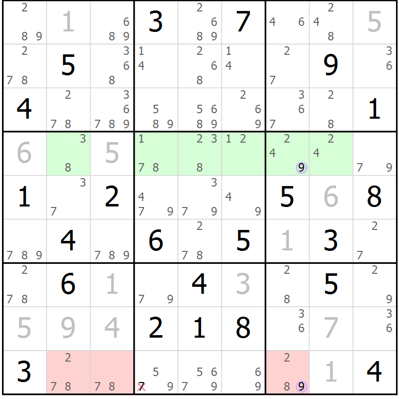 Position des candidats pour la solution de la Gr 6 page 9 du magazine de sudoku Sudoku Suprême n° 040