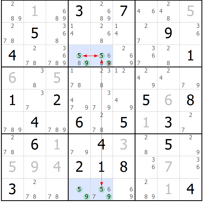 Position des candidats pour la solution de la Gr 6 page 9 du magazine de sudoku Sudoku Suprême n° 040