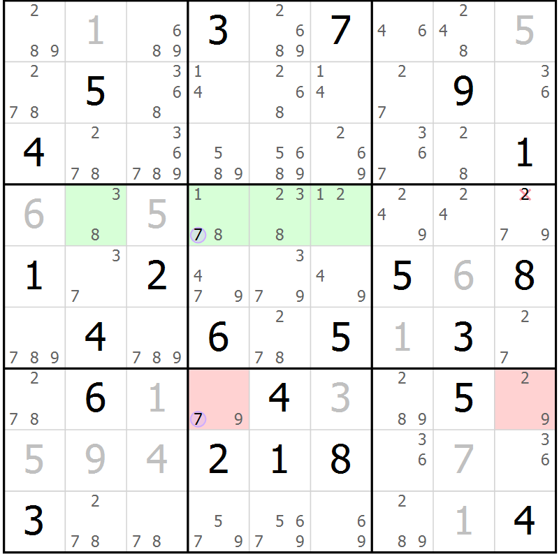Position des candidats pour la solution de la Gr 6 page 9 du magazine de sudoku Sudoku Suprême n° 040