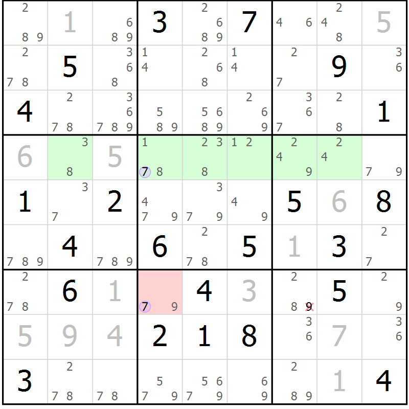 Position des candidats pour la solution de la Gr 6 page 9 du magazine de sudoku Sudoku Suprême n° 040