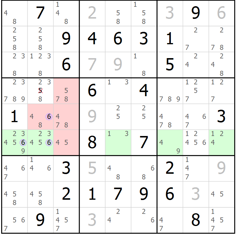 Position des candidats pour la solution de la Gr 62 page 65 du magazine de sudoku Sudoku Suprême n° 040