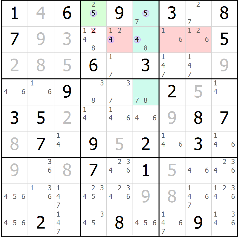 Position des candidats pour la solution de la Gr 65 page 68 du magazine de sudoku Sudoku Suprême n° 040