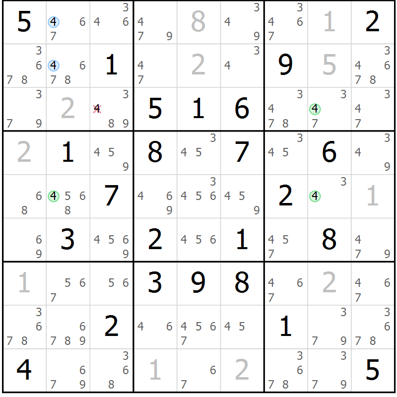 Position des candidats pour la solution de la Gr 66 page 69 du magazine de sudoku Sudoku Suprême n° 040