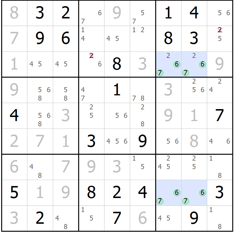 Position des candidats pour la solution de la Gr 7 page 10 du magazine de sudoku Sudoku Suprême n° 040
