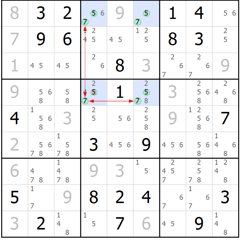 Position des candidats pour la solution de la Gr 7 page 10 du magazine de sudoku Sudoku Suprême n° 040