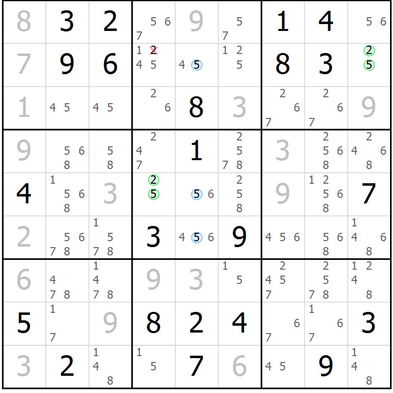 Position des candidats pour la solution de la Gr 7 page 10 du magazine de sudoku Sudoku Suprême n° 040