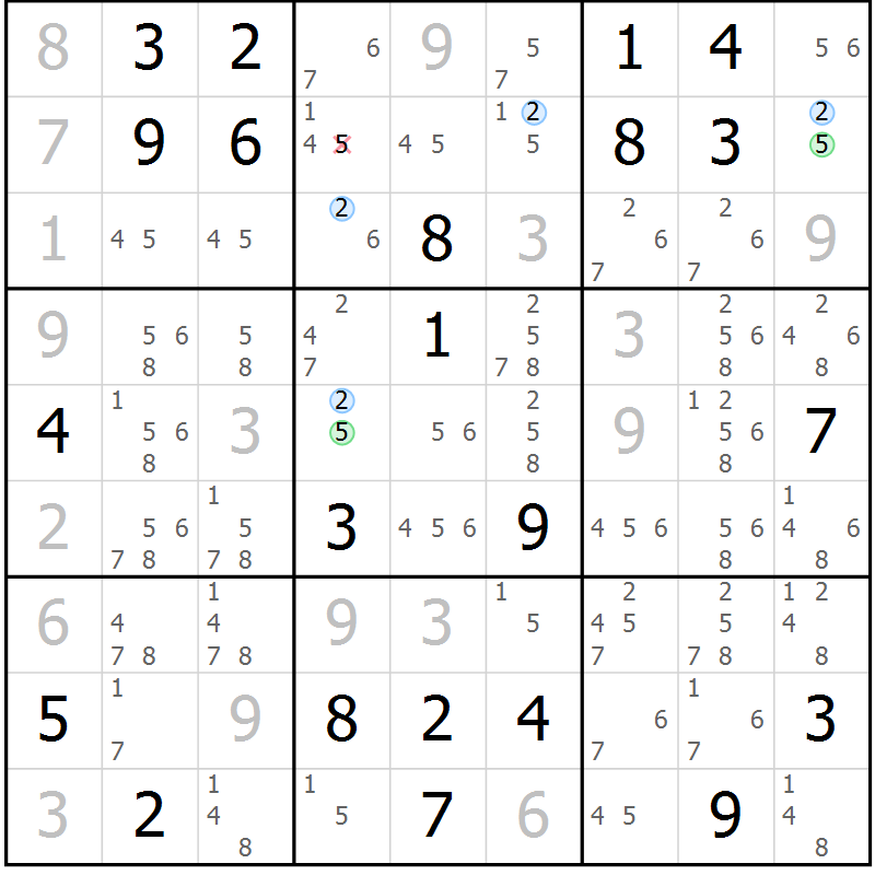 Position des candidats pour la solution de la Gr 7 page 10 du magazine de sudoku Sudoku Suprême n° 040