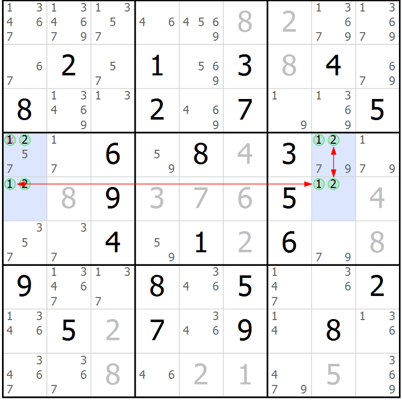 Position des candidats pour la solution de la Gr 70 page 73 du magazine de sudoku Sudoku Suprême n° 040