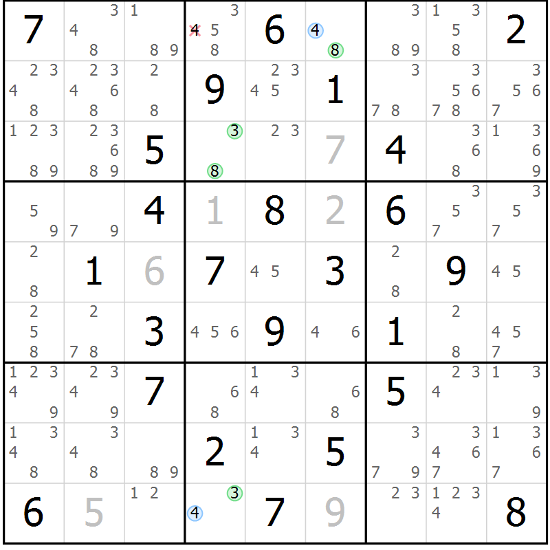 Position des candidats pour la solution de la Gr 71 page 74 du magazine de sudoku Sudoku Suprême n° 040