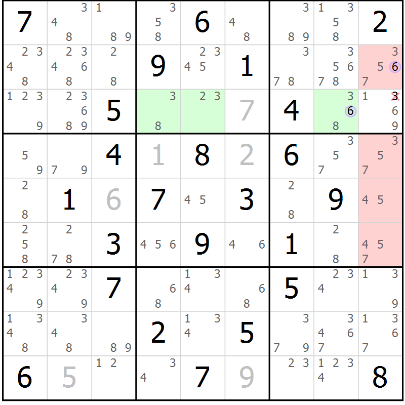 Position des candidats pour la solution de la Gr 71 page 74 du magazine de sudoku Sudoku Suprême n° 040