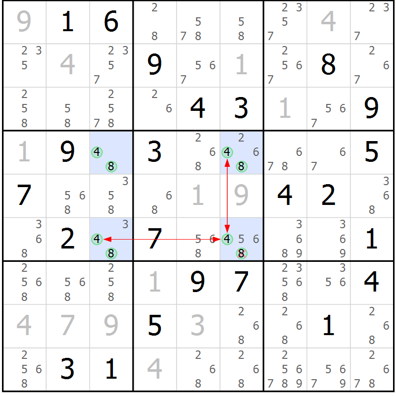 Position des candidats pour la solution de la Gr 73 page 76 du magazine de sudoku Sudoku Suprême n° 040