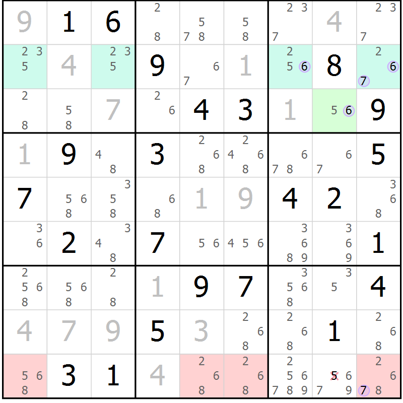 Position des candidats pour la solution de la Gr 73 page 76 du magazine de sudoku Sudoku Suprême n° 040