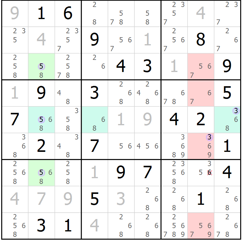 Position des candidats pour la solution de la Gr 73 page 76 du magazine de sudoku Sudoku Suprême n° 040