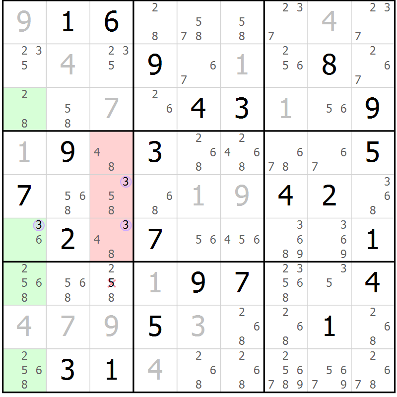 Position des candidats pour la solution de la Gr 73 page 76 du magazine de sudoku Sudoku Suprême n° 040