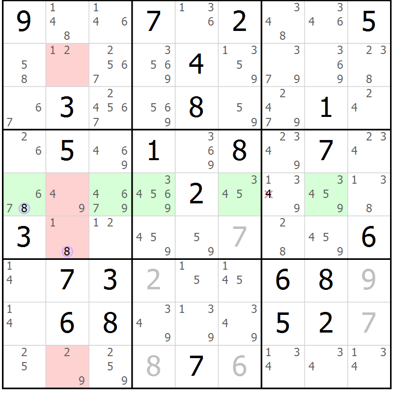 Position des candidats pour la solution de la Gr 76 page 79 du magazine de sudoku Sudoku Suprême n° 040