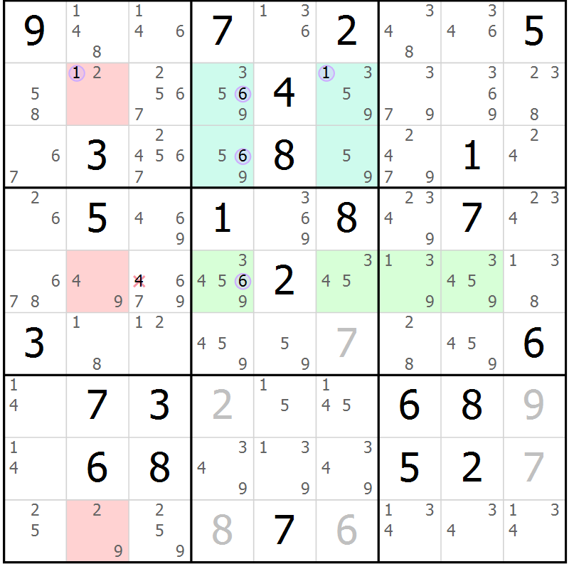 Position des candidats pour la solution de la Gr 76 page 79 du magazine de sudoku Sudoku Suprême n° 040