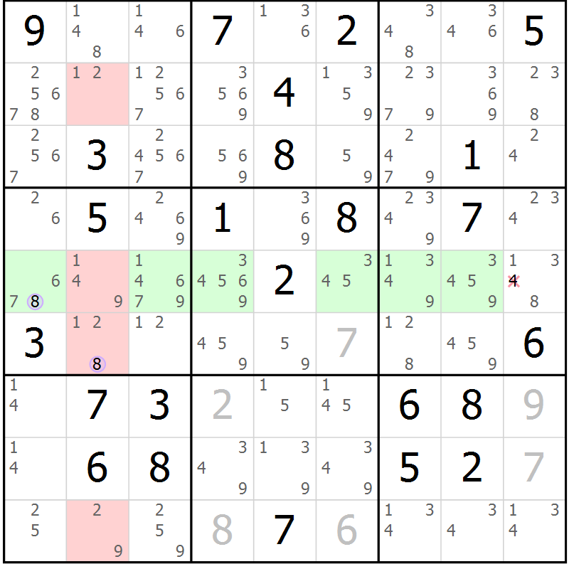 Position des candidats pour la solution de la Gr 76 page 79 du magazine de sudoku Sudoku Suprême n° 040