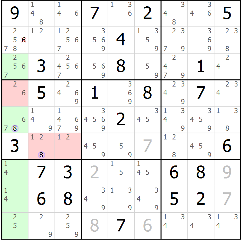 Position des candidats pour la solution de la Gr 76 page 79 du magazine de sudoku Sudoku Suprême n° 040