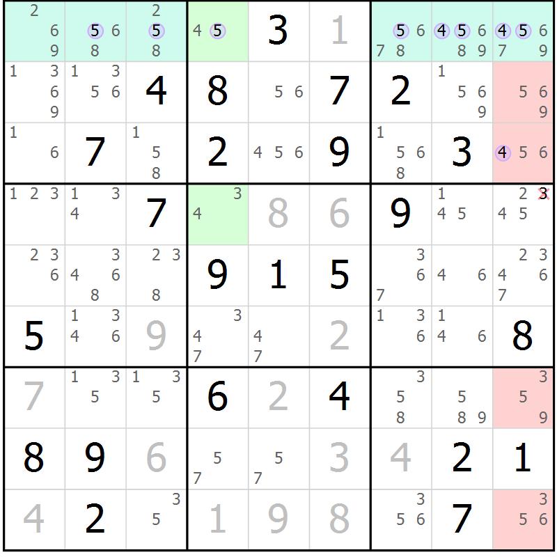 Position des candidats pour la solution de la Gr 79 page 82 du magazine de sudoku Sudoku Suprême n° 040