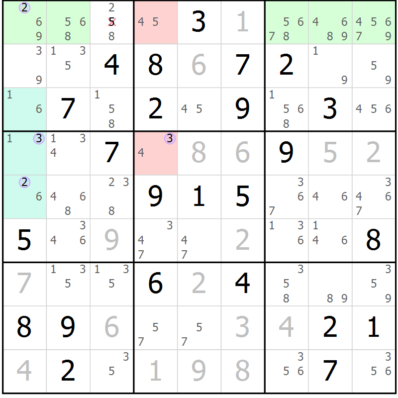 Position des candidats pour la solution de la Gr 79 page 82 du magazine de sudoku Sudoku Suprême n° 040