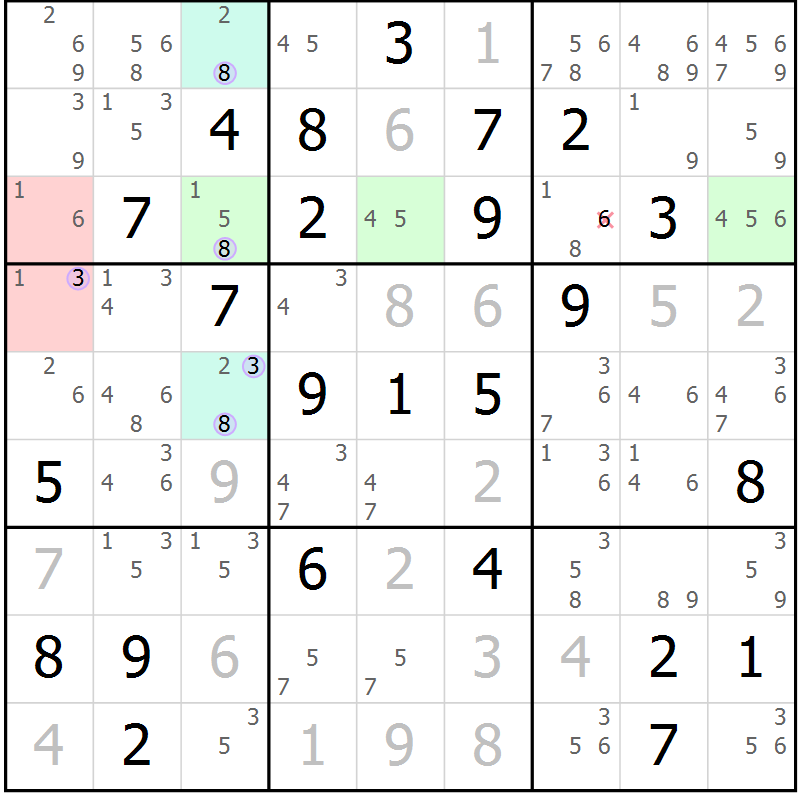 Position des candidats pour la solution de la Gr 79 page 82 du magazine de sudoku Sudoku Suprême n° 040