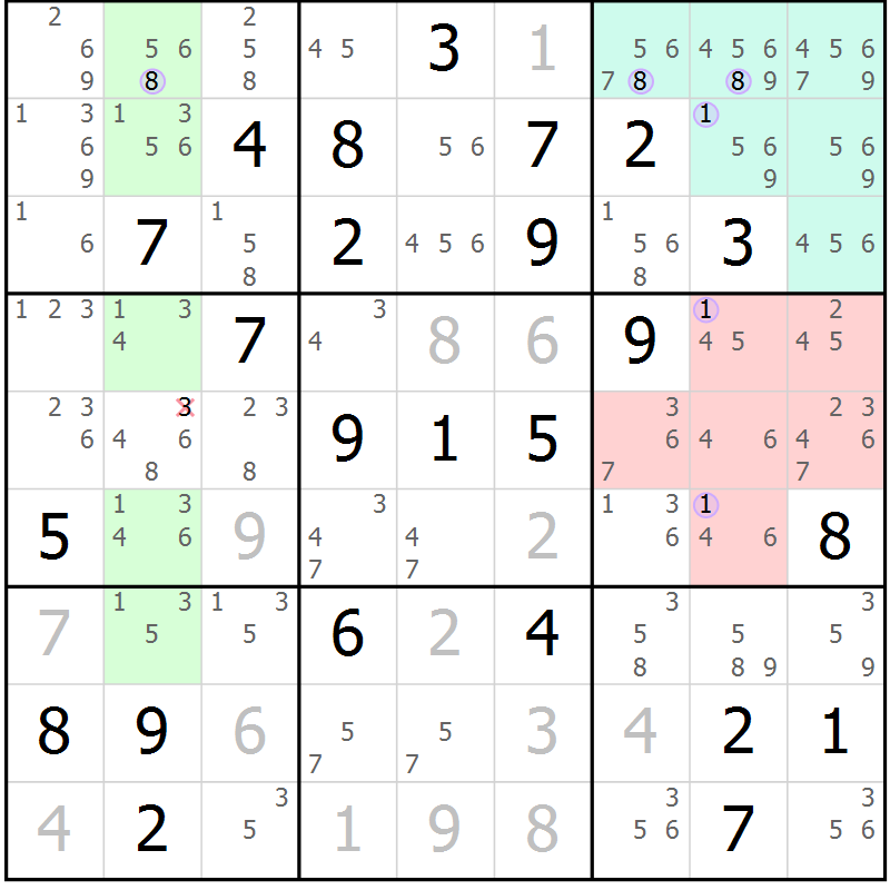 Position des candidats pour la solution de la Gr 79 page 82 du magazine de sudoku Sudoku Suprême n° 040