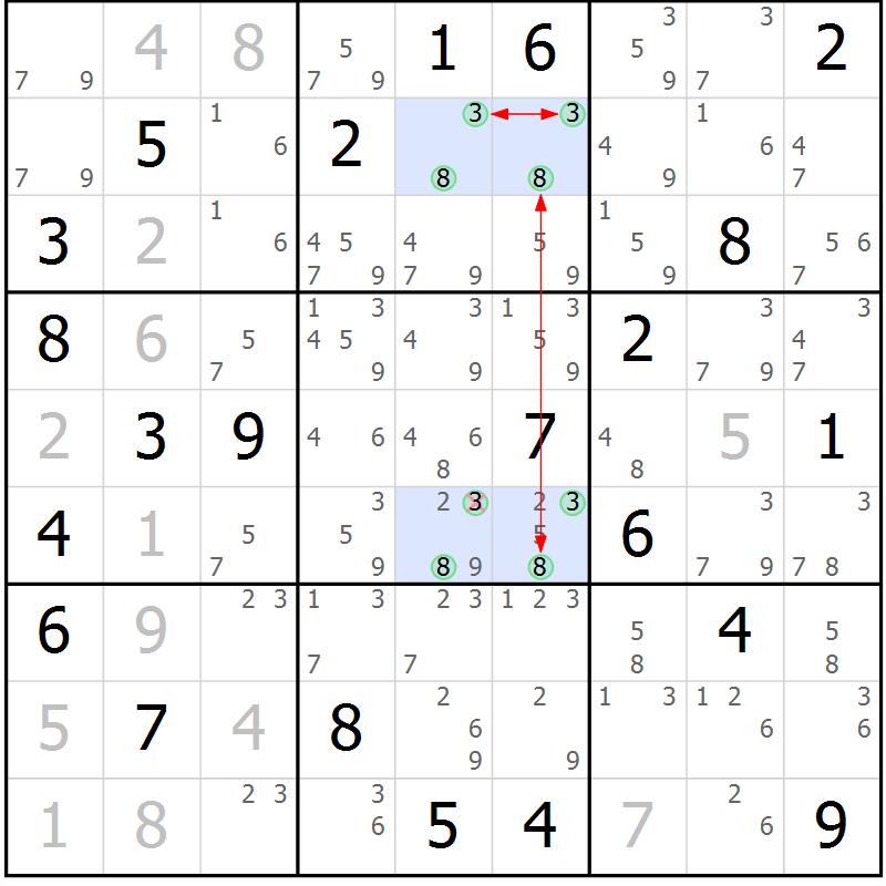 Position des candidats pour la solution de la Gr 8 page 11 du magazine de sudoku Sudoku Suprême n° 040