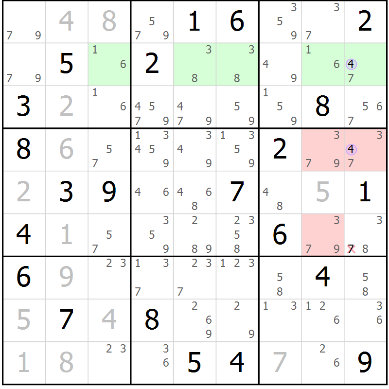Position des candidats pour la solution de la Gr 8 page 11 du magazine de sudoku Sudoku Suprême n° 040