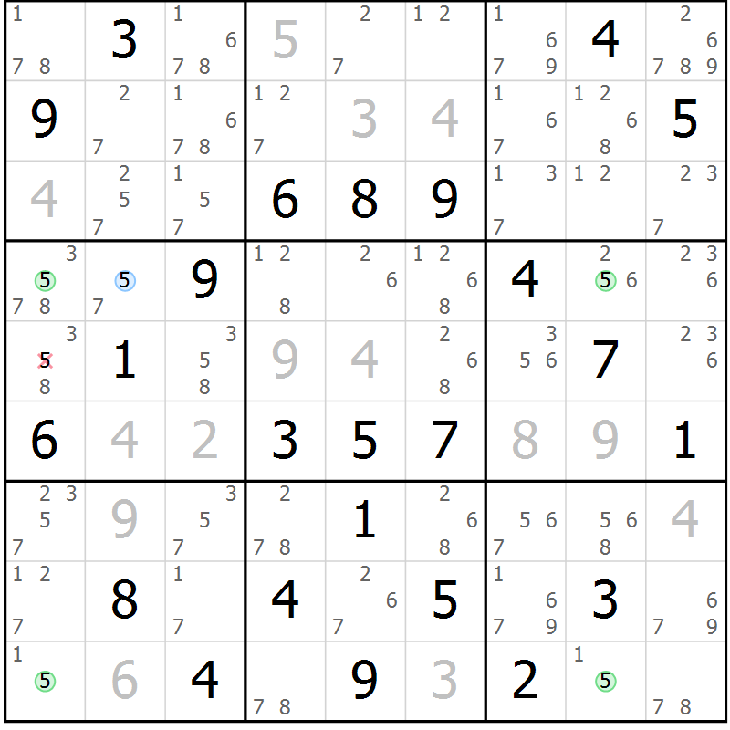 Position des candidats pour la solution de la Gr 81 page 84 du magazine de sudoku Sudoku Suprême n° 040