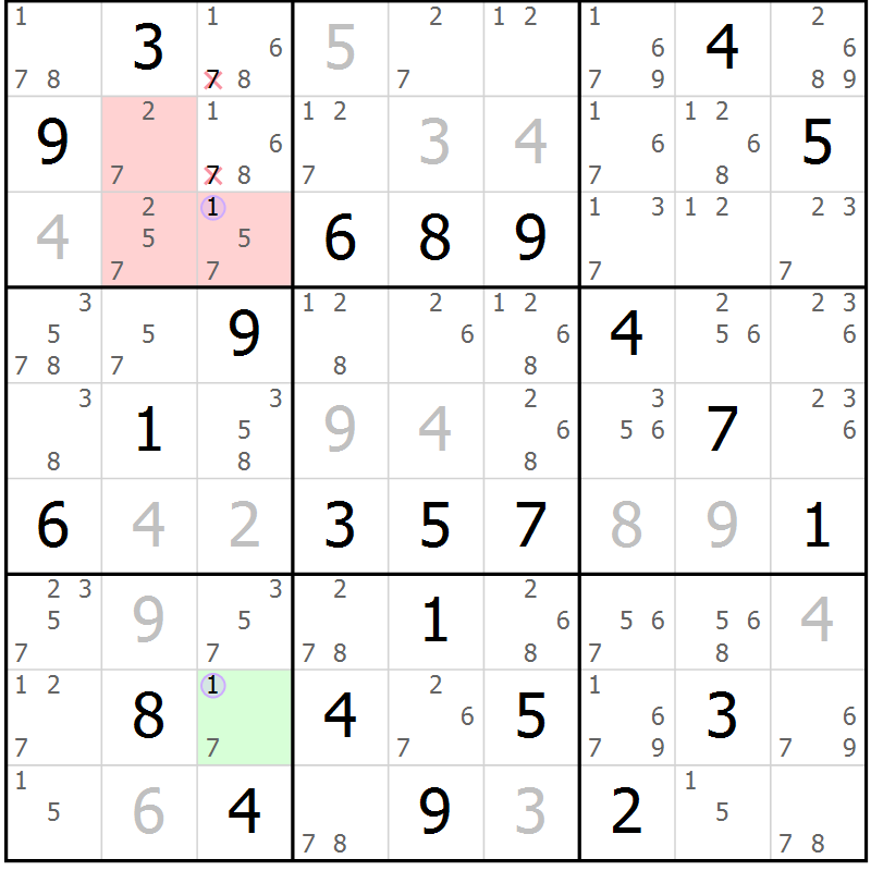 Position des candidats pour la solution de la Gr 81 page 84 du magazine de sudoku Sudoku Suprême n° 040