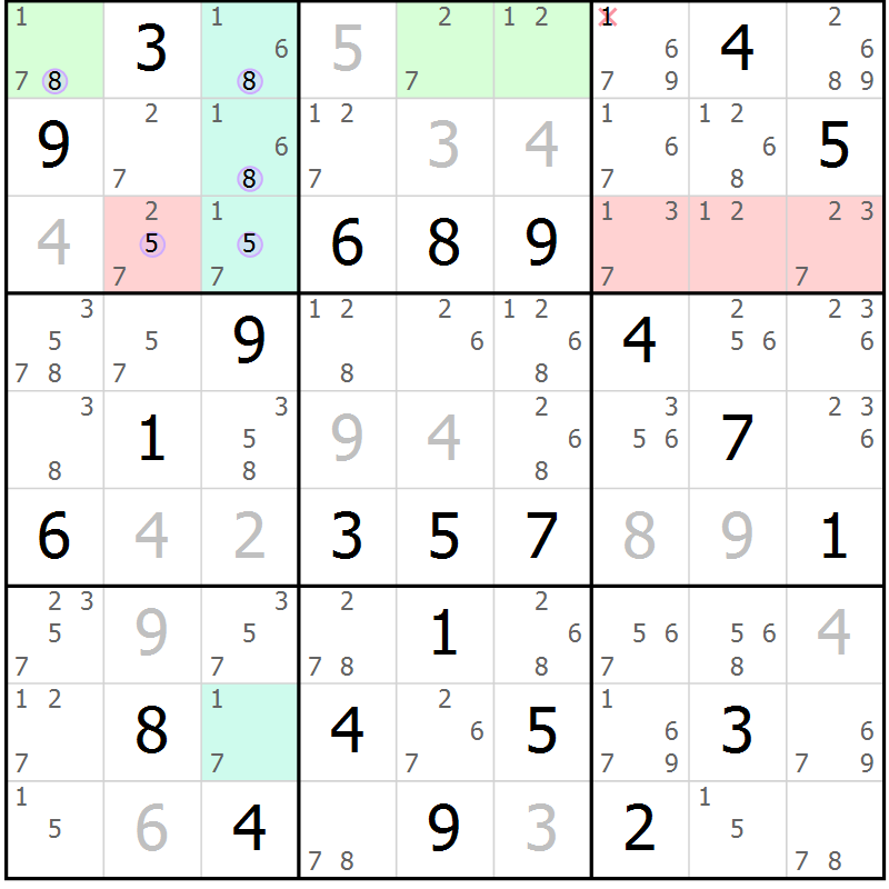 Position des candidats pour la solution de la Gr 81 page 84 du magazine de sudoku Sudoku Suprême n° 040
