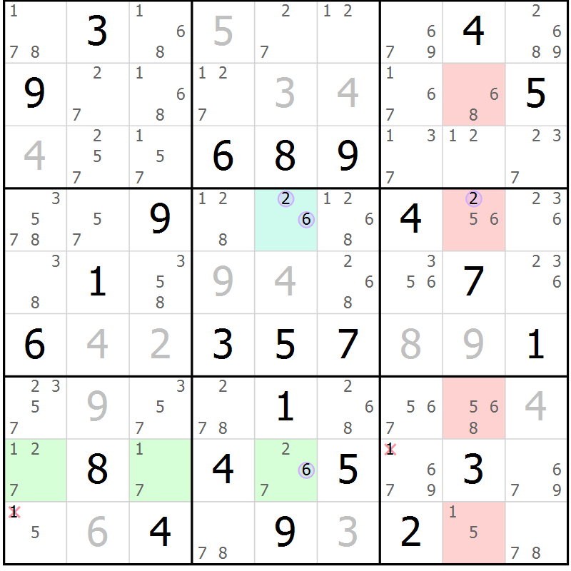 Position des candidats pour la solution de la Gr 81 page 84 du magazine de sudoku Sudoku Suprême n° 040