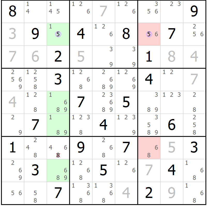 Position des candidats pour la solution de la Gr 82 page 85 du magazine de sudoku Sudoku Suprême n° 040