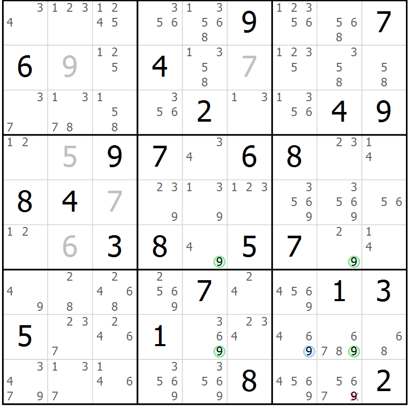 Position des candidats pour la solution de la Gr 83 page 86 du magazine de sudoku Sudoku Suprême n° 040