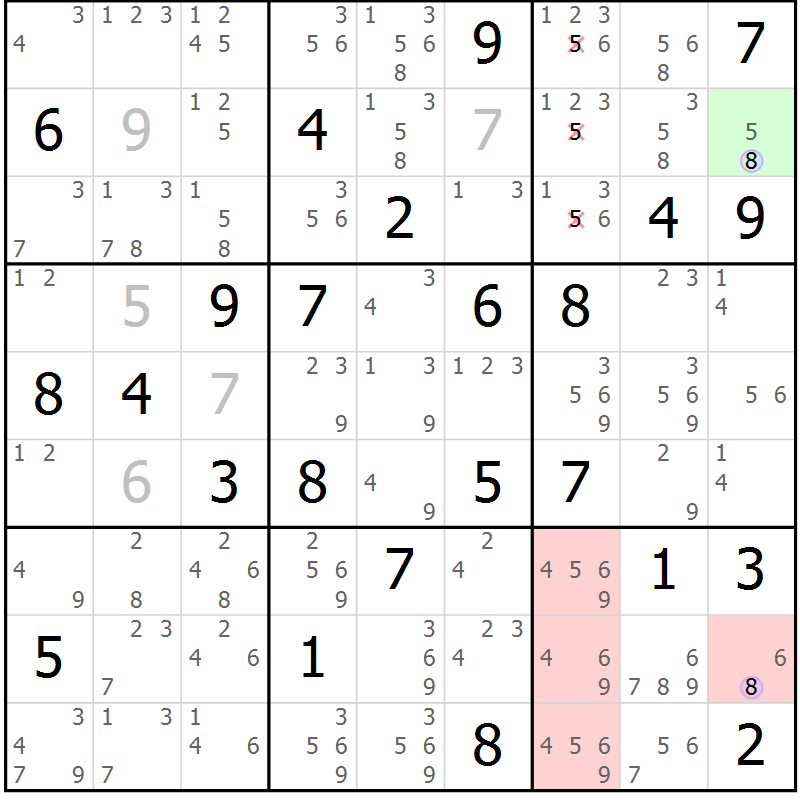 Position des candidats pour la solution de la Gr 83 page 86 du magazine de sudoku Sudoku Suprême n° 040