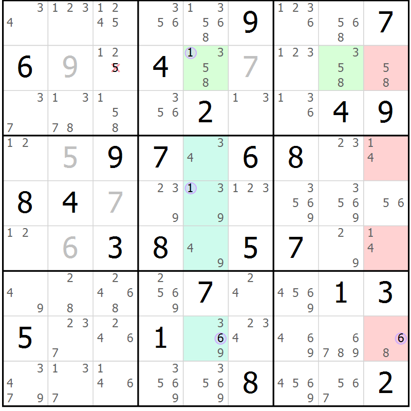 Position des candidats pour la solution de la Gr 83 page 86 du magazine de sudoku Sudoku Suprême n° 040