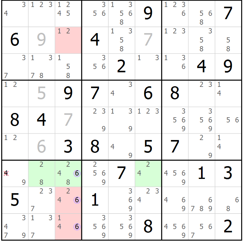 Position des candidats pour la solution de la Gr 83 page 86 du magazine de sudoku Sudoku Suprême n° 040