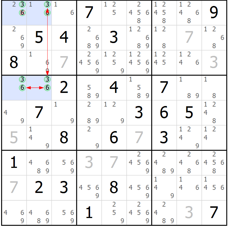 Position des candidats pour la solution de la Gr 1 page 4 du magazine de sudoku Sudoku Suprême n° 041