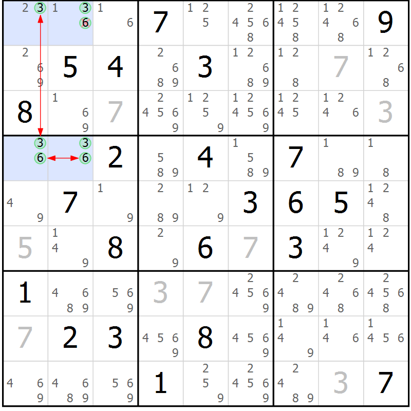 Position des candidats pour la solution de la Gr 1 page 4 du magazine de sudoku Sudoku Suprême n° 041
