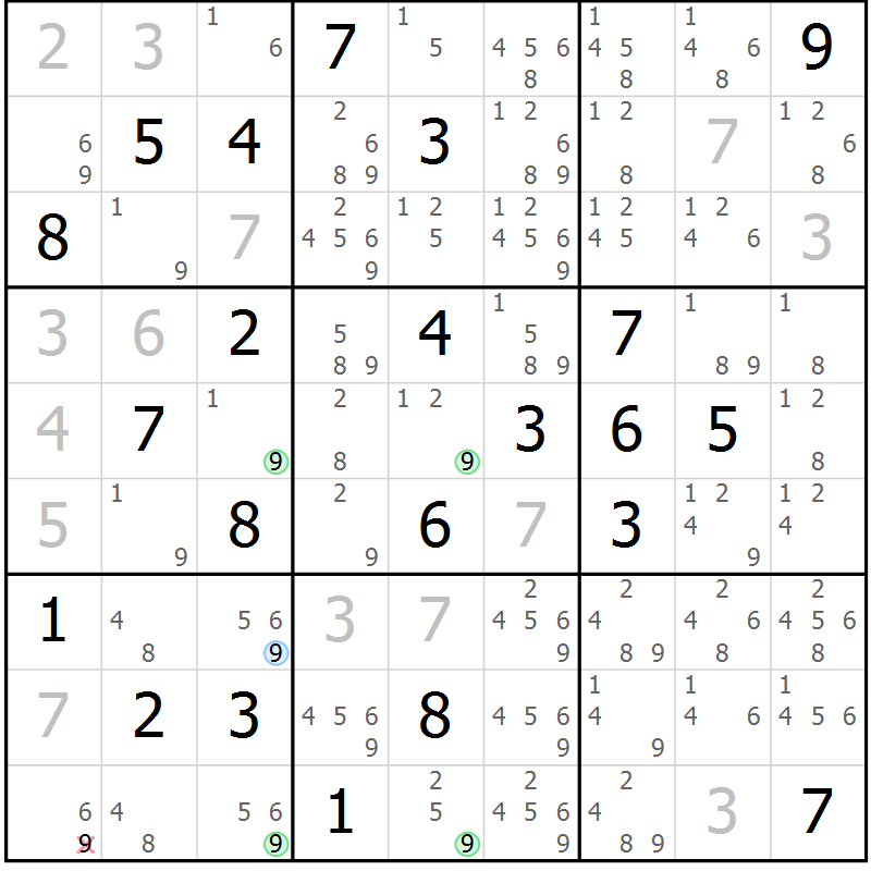 Position des candidats pour la solution de la Gr 1 page 4 du magazine de sudoku Sudoku Suprême n° 041