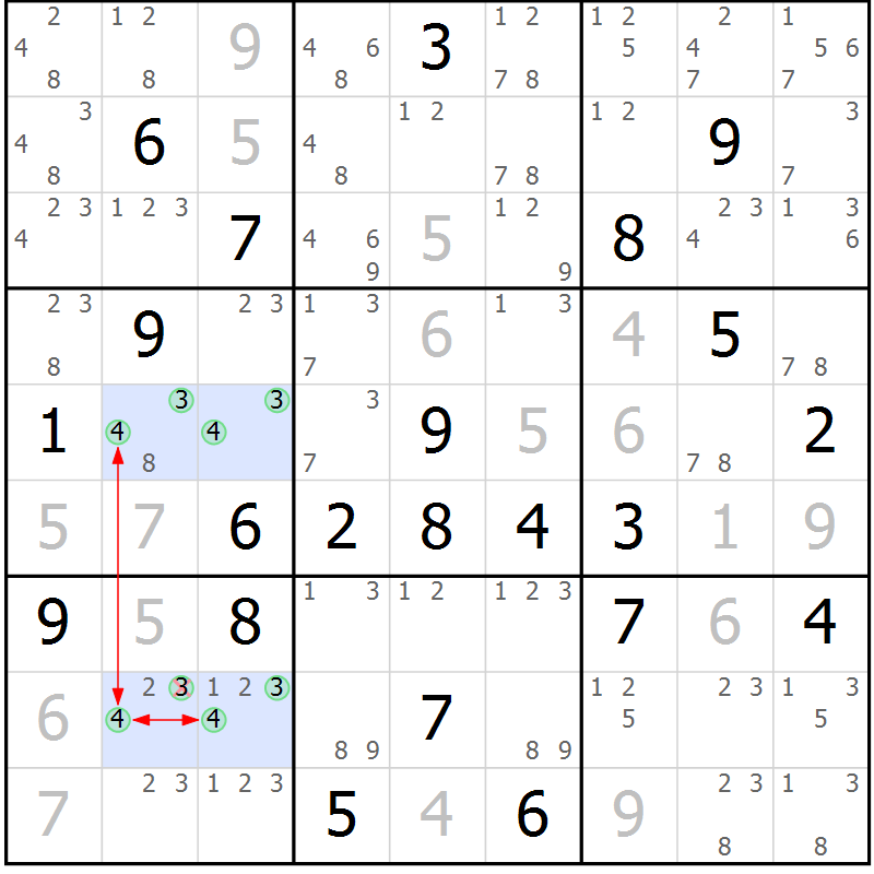 Position des candidats pour la solution de la Gr 16 page 19 du magazine de sudoku Sudoku Suprême n° 041