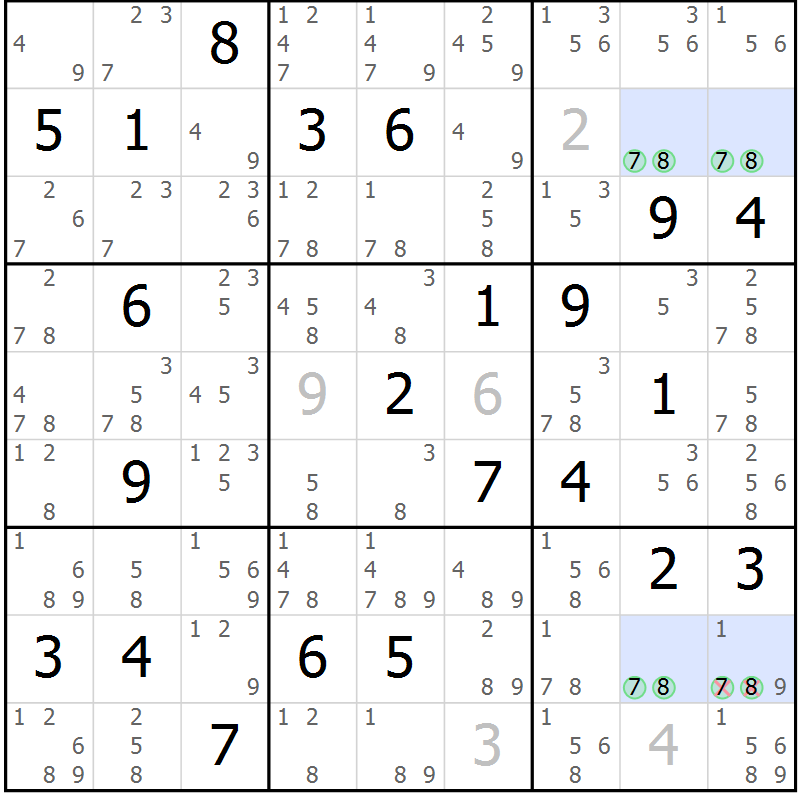 Position des candidats pour la solution de la Gr 17 page 20 du magazine de sudoku Sudoku Suprême n° 041