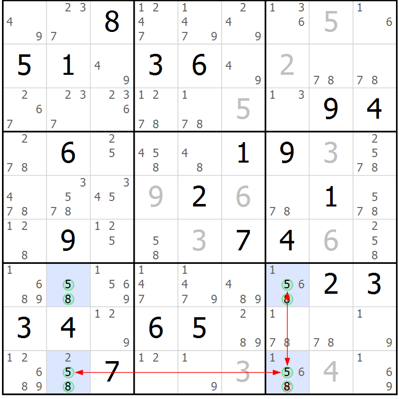Position des candidats pour la solution de la Gr 17 page 20 du magazine de sudoku Sudoku Suprême n° 041