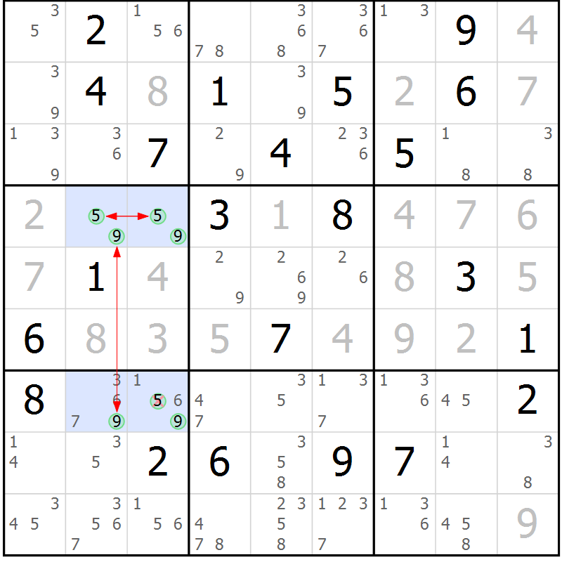 Position des candidats pour la solution de la Gr 20 page 23 du magazine de sudoku Sudoku Suprême n° 041