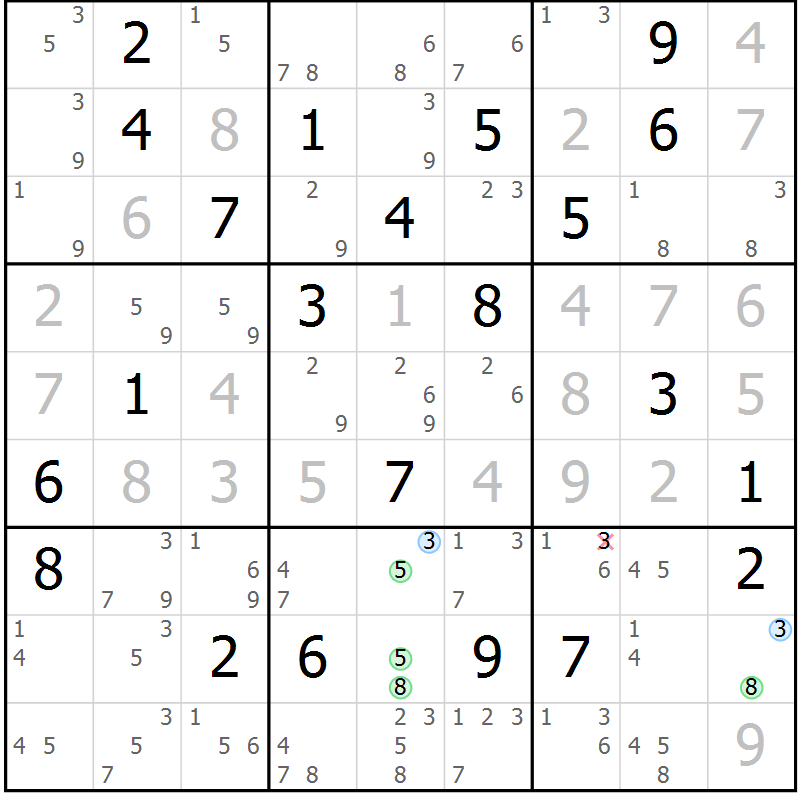 Position des candidats pour la solution de la Gr 20 page 23 du magazine de sudoku Sudoku Suprême n° 041
