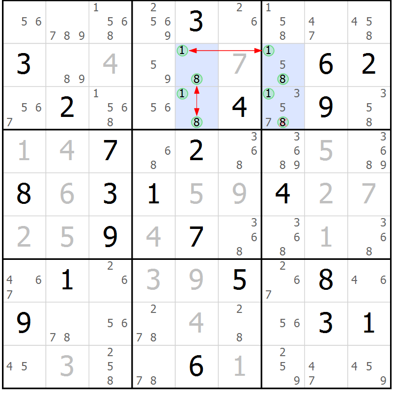 Position des candidats pour la solution de la Gr 21 page 24 du magazine de sudoku Sudoku Suprême n° 041